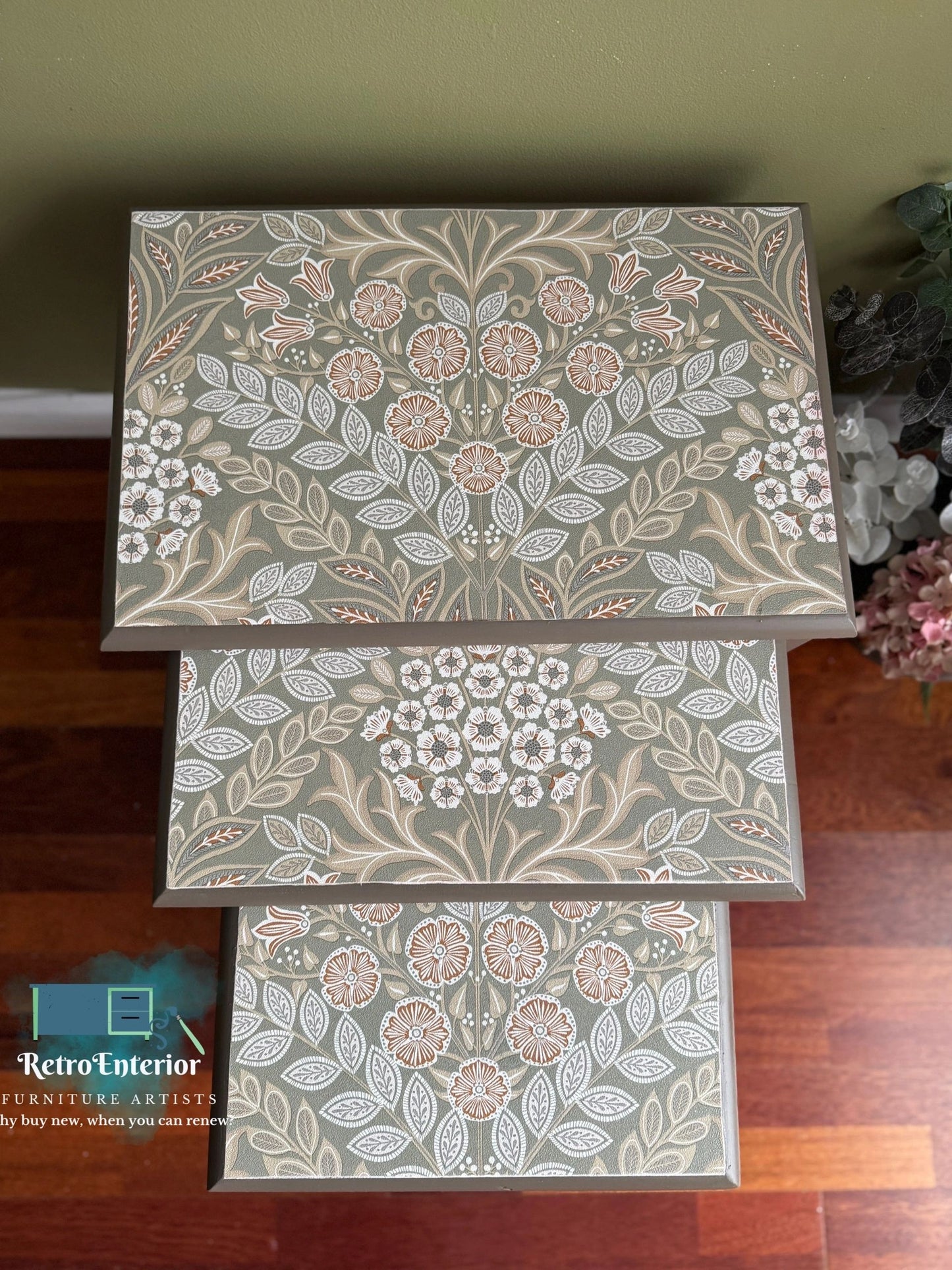 Farm house style botanical nest of tables