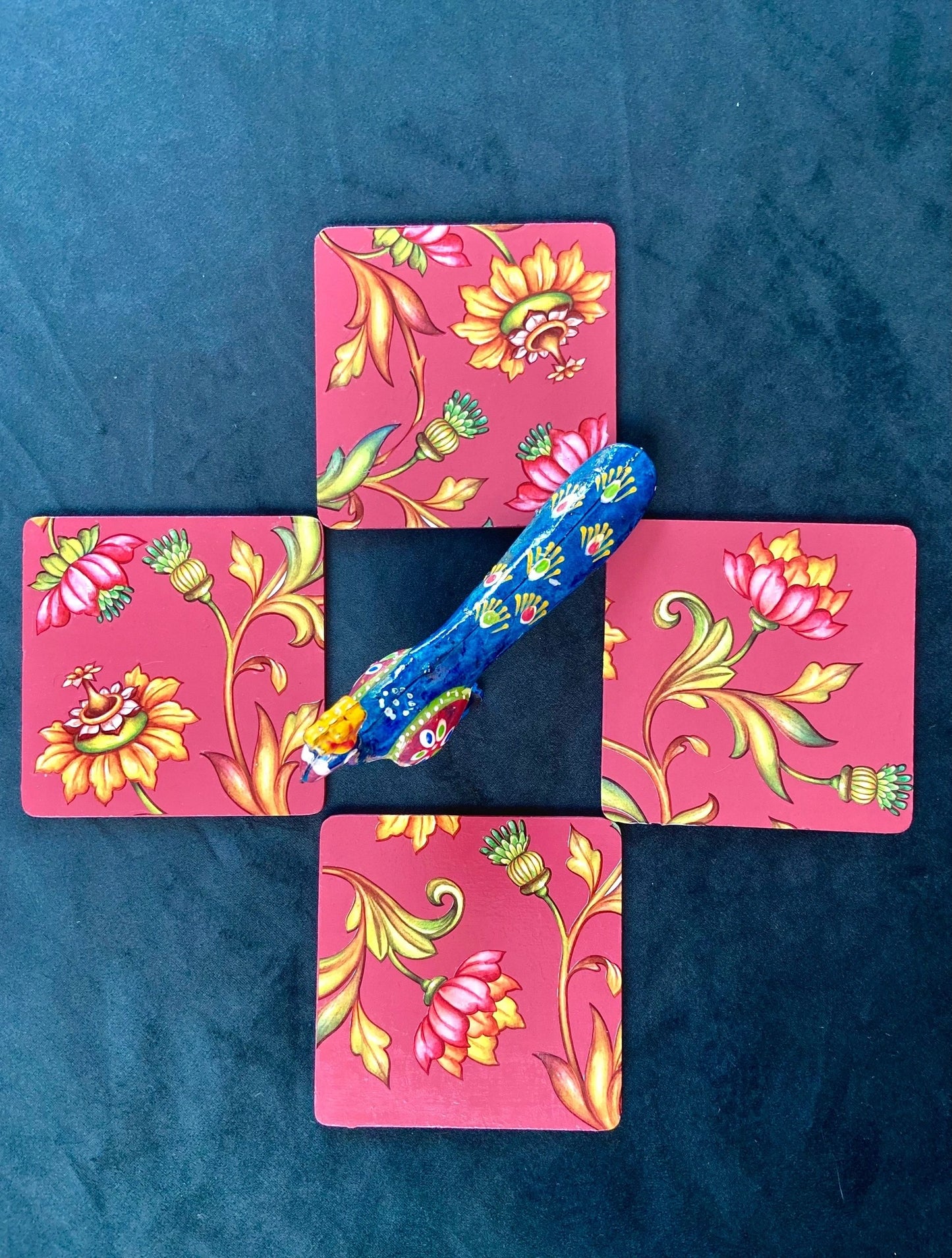Folk art style set of coasters