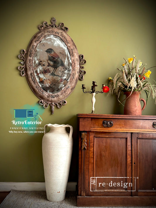 Rustic Botanical Bird Mirror – Statement Wall Art