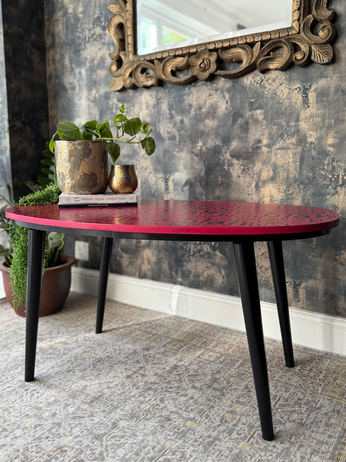 Mid-Century Modern Capri Pink “Blah Blah” Coffee Table