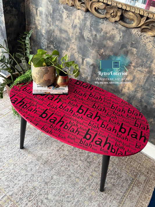 Statement Oval Coffee Table – Bold Pop Art Upcycled Furniture