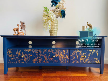 A Bird Song, Blue and gold TV Unit, Available for commission