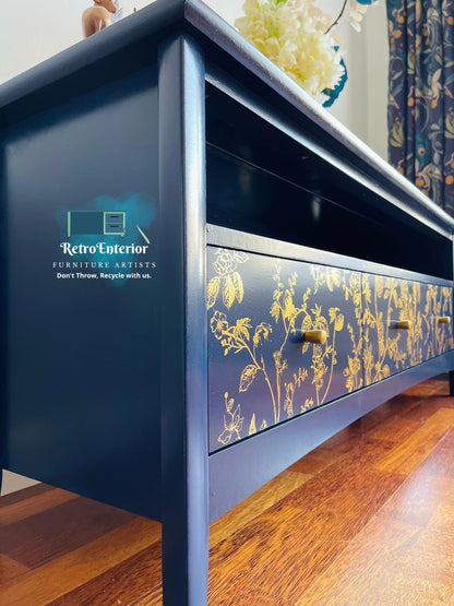 A Bird Song, Blue and gold TV Unit, Available for commission