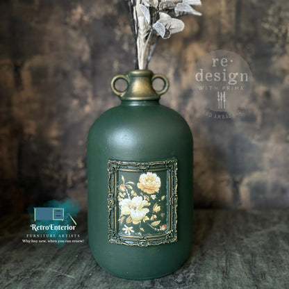 Beautiful Glass Vase/Demijohn-Painted, Floral design