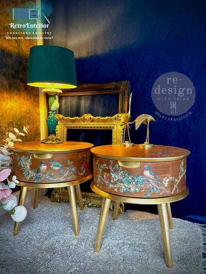 Beautifully Upcycled Bedside Table – Rosette Bird & Floral Design