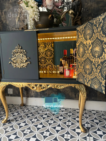 Blue and gold French Provincial Style Drinks cabinet/Buffet