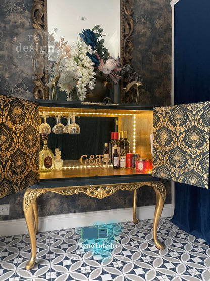 Blue and gold French Provincial Style Drinks cabinet/Buffet