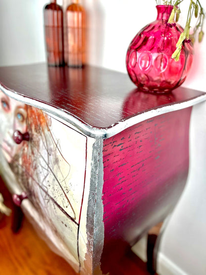 Blue Eyed Beautiful Lady Face, Ombré Bombay Chest of Drawers.