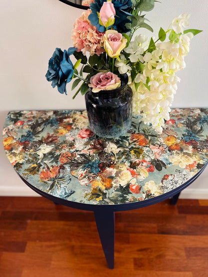 Bright and Beautiful Floral Half Moon /Round Oak Table