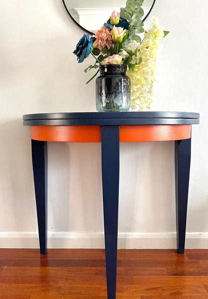 Bright and Beautiful Floral Half Moon /Round Oak Table