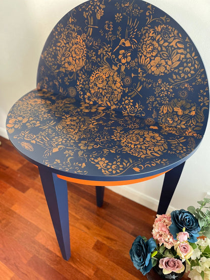 Bright and Beautiful Floral Half Moon /Round Oak Table
