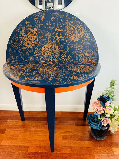 Bright and Beautiful Floral Half Moon /Round Oak Table