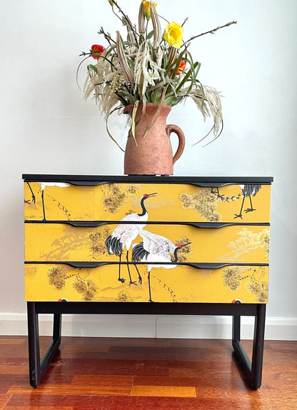 Chinese bird yellow Chest of drawers