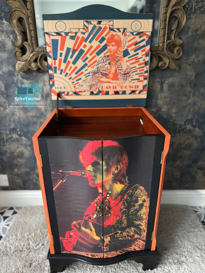David Bowie One-of-a-Kind Music Cabinet – Hand-Painted & Upcycled Statement Piece