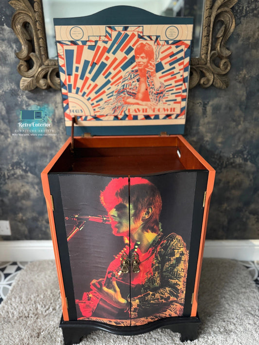 David Bowie One-of-a-Kind Music Cabinet – Hand-Painted & Upcycled Statement Piece