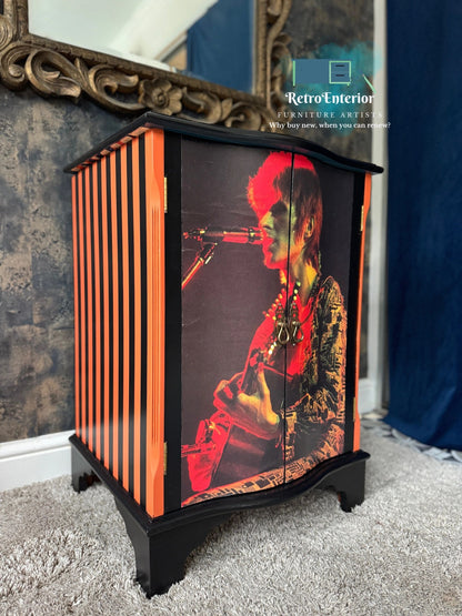 David Bowie One-of-a-Kind Music Cabinet – Hand-Painted & Upcycled Statement Piece