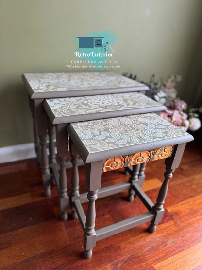 Farm house style botanical nest of tables