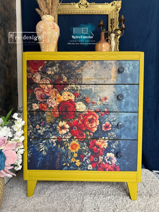 Floral Statement Chest of Drawers – Hand-Painted & Decoupaged