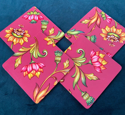 Folk art style set of coasters