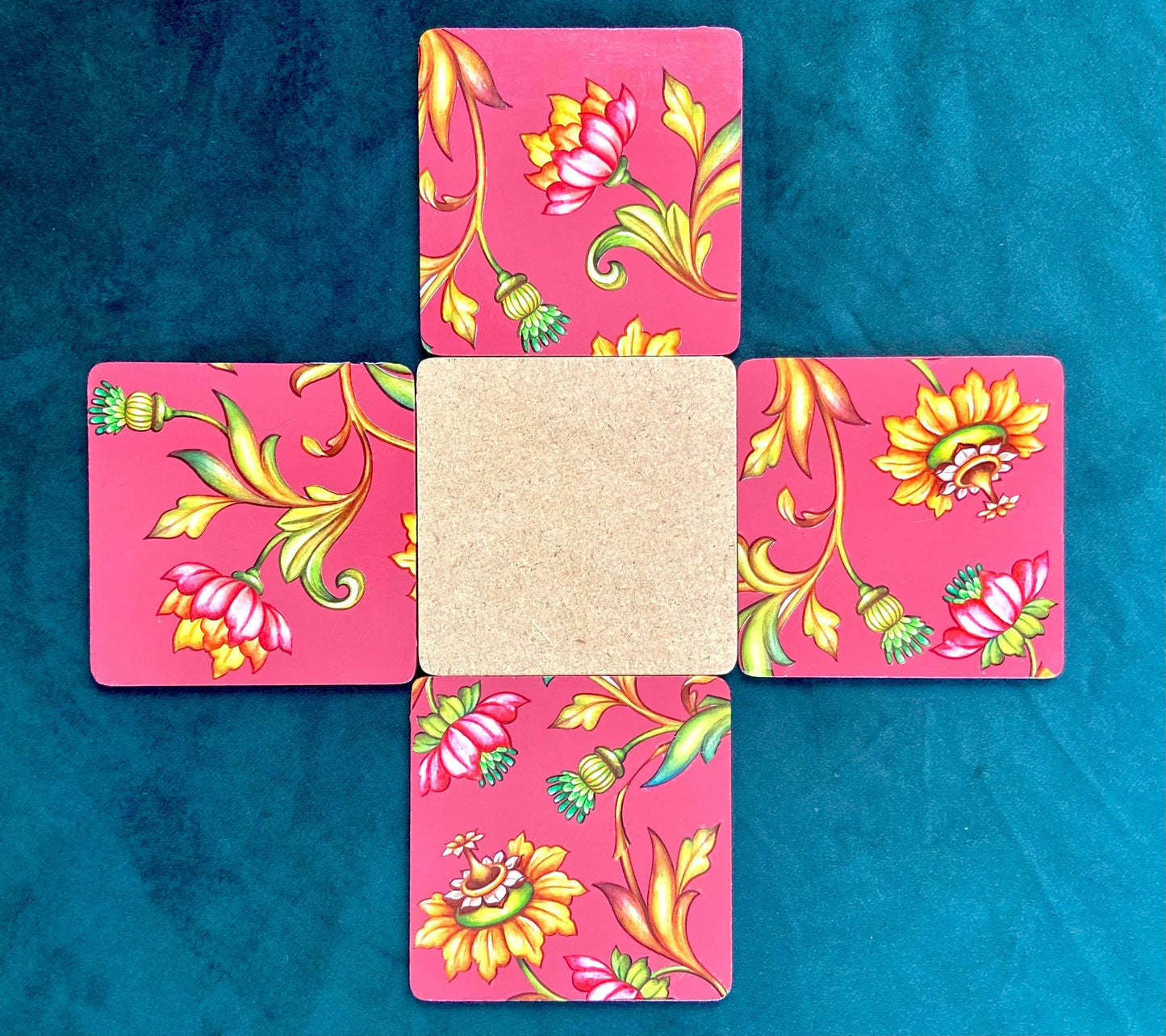Folk art style set of coasters
