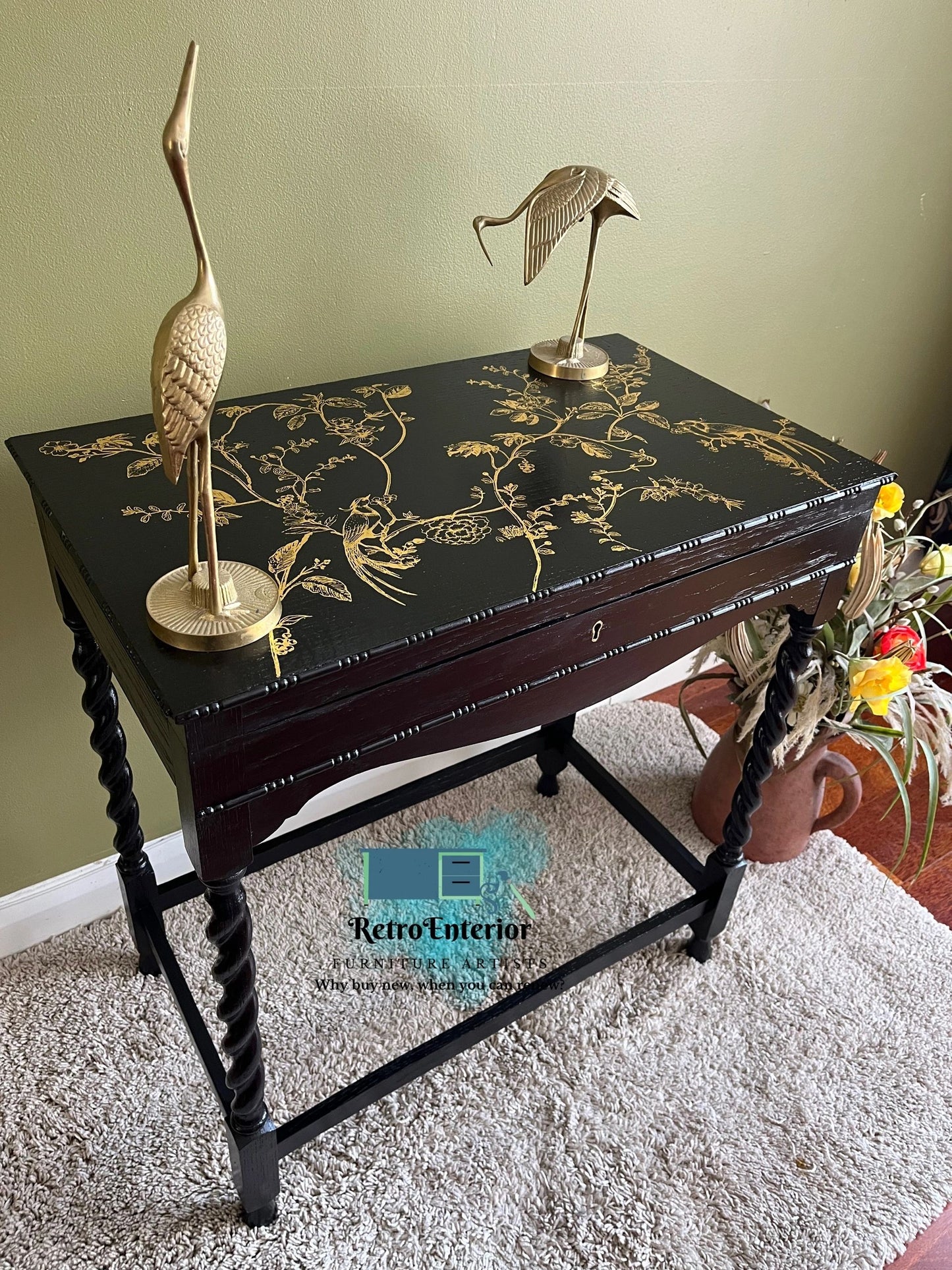 Oriental design upcycled cutlery cabinet