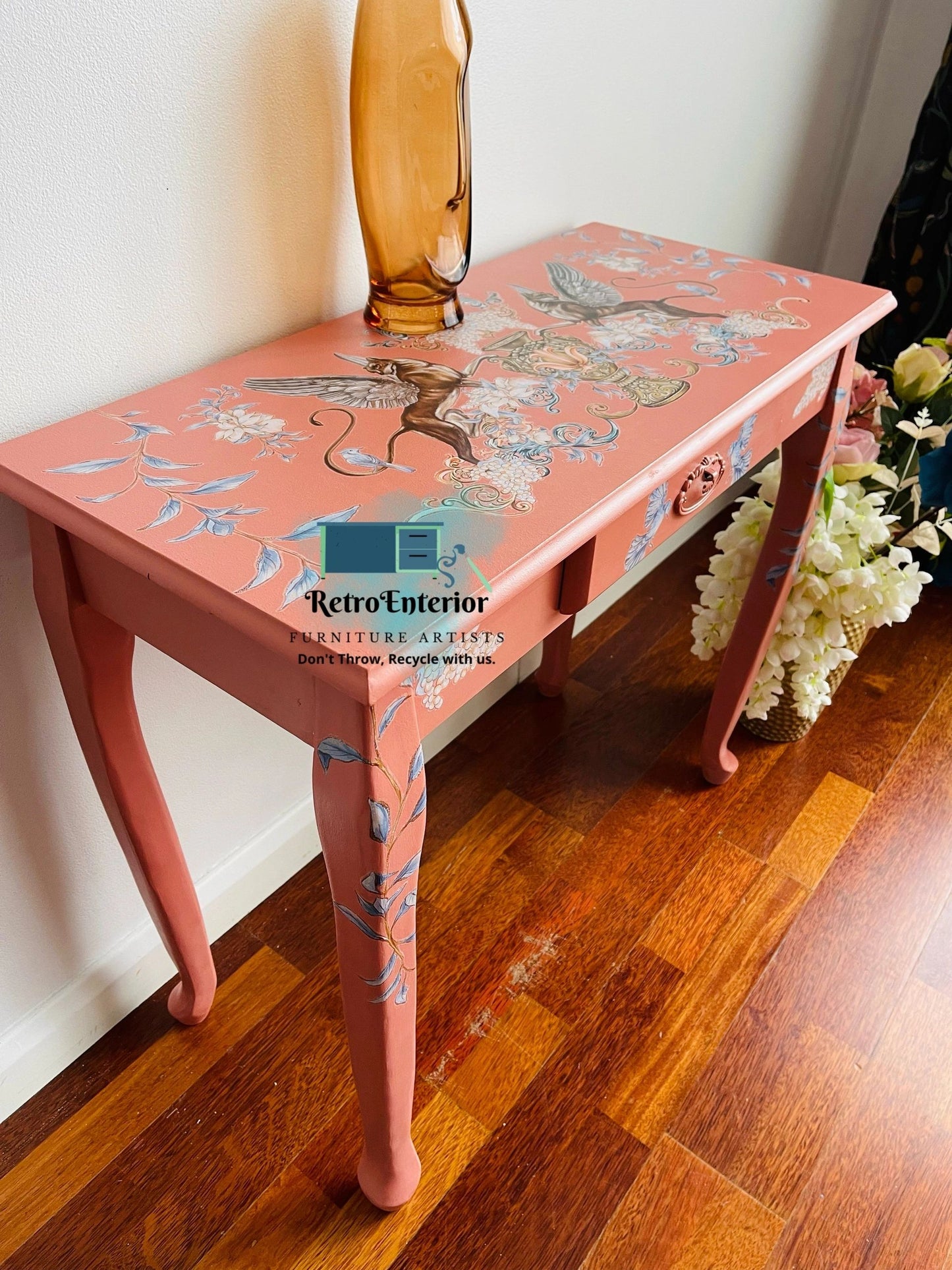 Scandinavian Pink French-Style Low Console