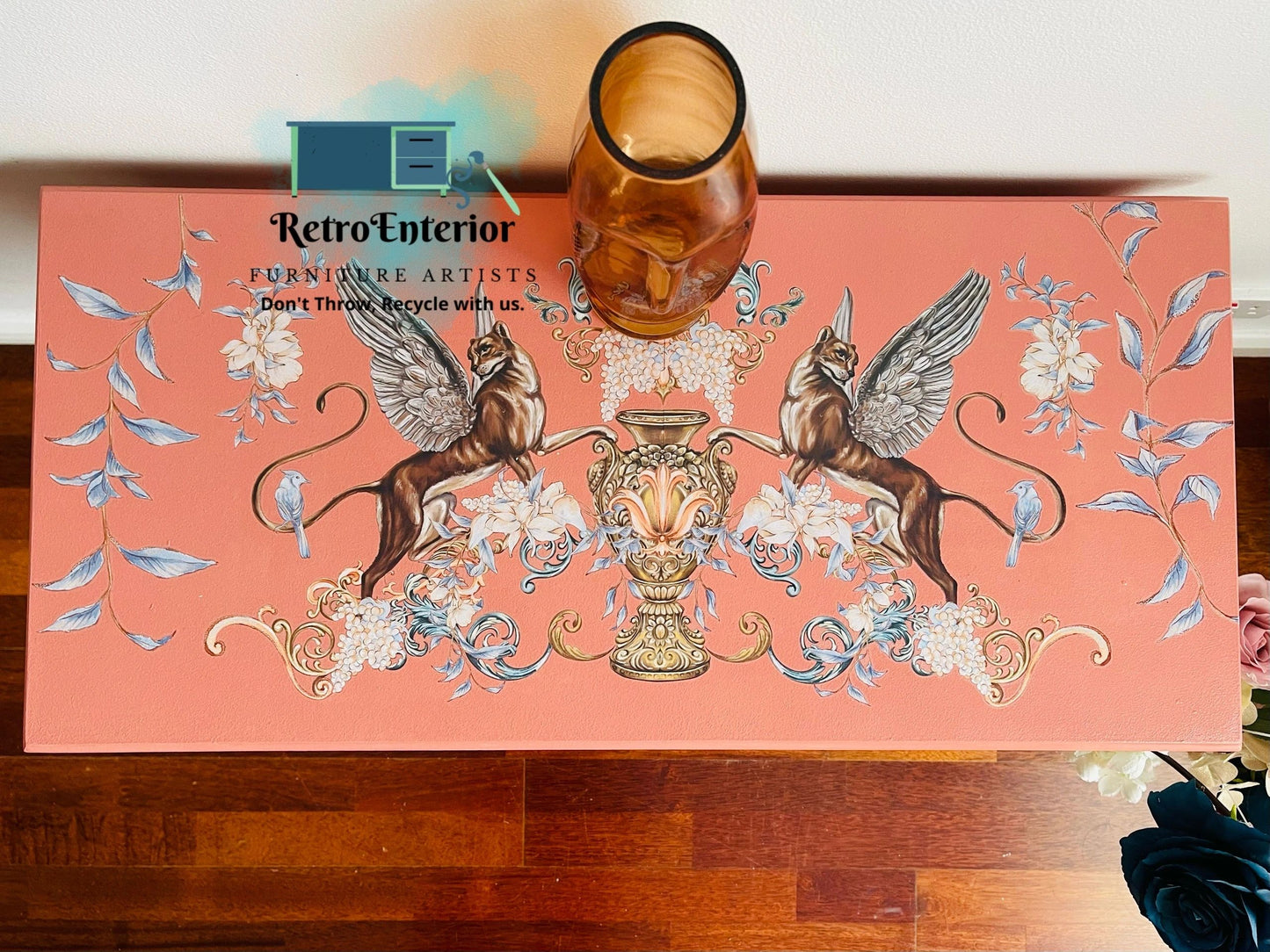 Scandinavian Pink French-Style Low Console