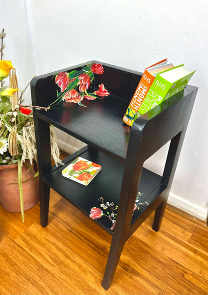 Tulip Design Bedside/End Table in Charcoal Color