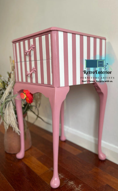 Whimsical inspired botanical top French style bedside table